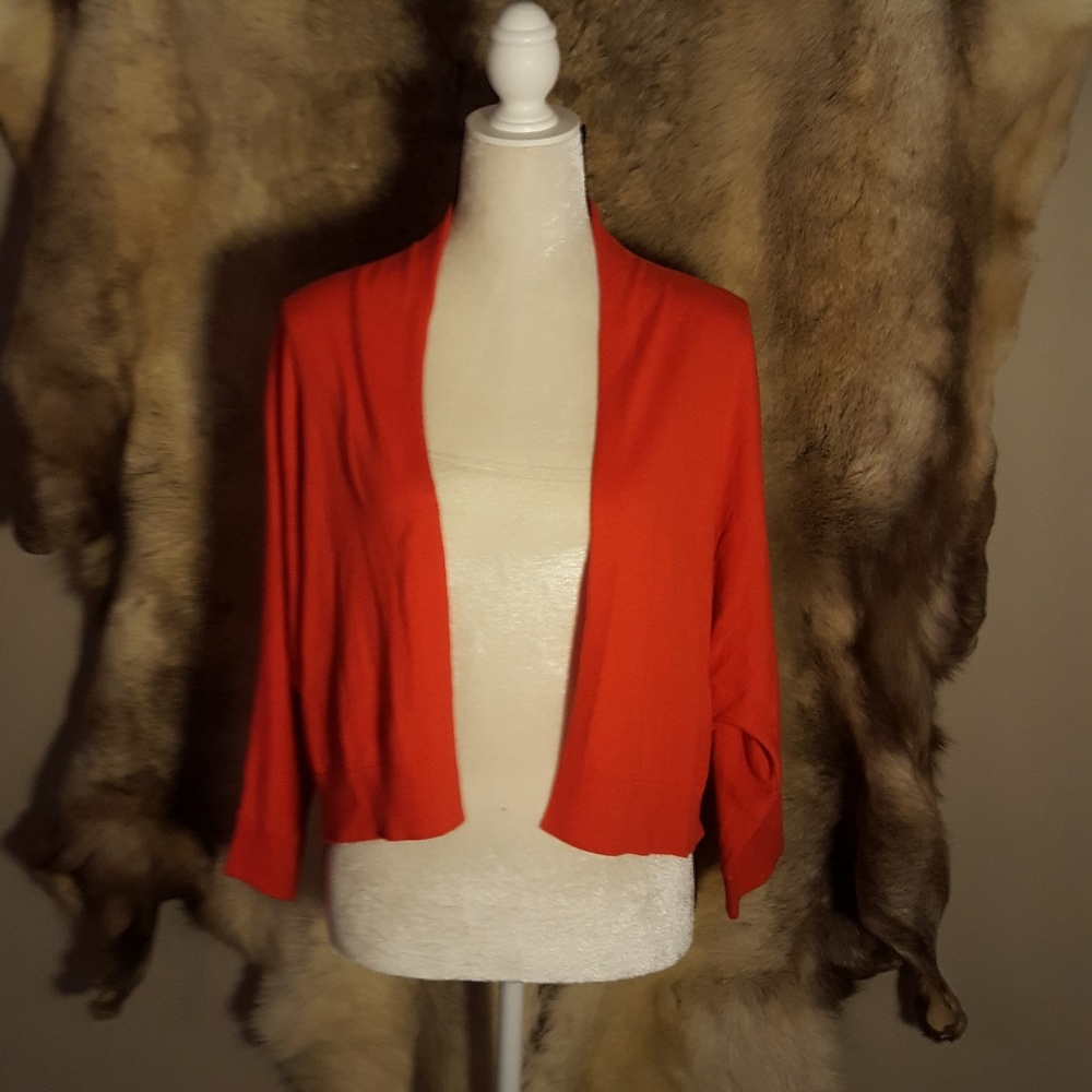 Orange Cropped Dolman 3/4 Sleeve Sweater XL